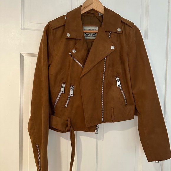 Levi’s faux suede moto jacket Tan Small - Picture 1 of 5